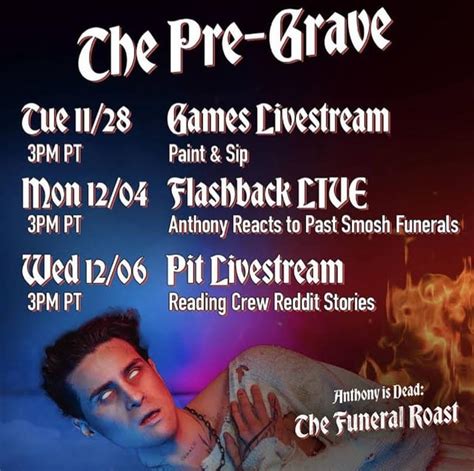 Anthony’s Funeral Pre-Show Schedule Revealed! (Free) : r/smosh