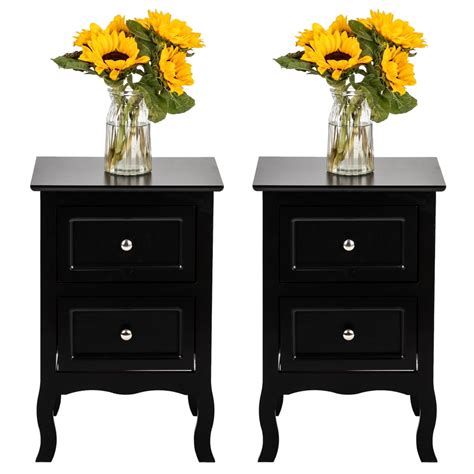 Veryke 2 Piece Bedroom Bedside Table, Double Layer Nightstand End Table ...