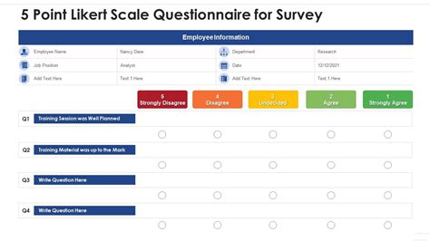 5 Point Likert Scale Questionnaire For Survey | Presentation Graphics ...