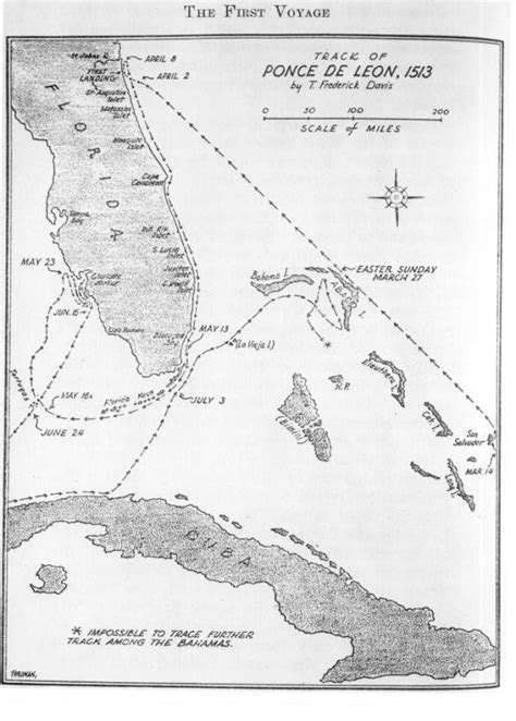 Florida Memory • Map tracking Ponce De Leon's first voyage