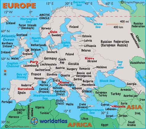 Europe Latitude Longitude and Relative Location