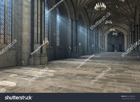 Gorgeous View Gothic Cathedral Interior 3d Stock Illustration 441380302 ...