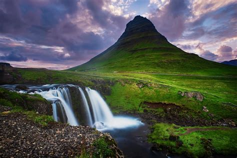 Premium Photo | Kirkjufell mountain and waterfall