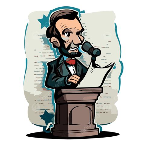 Gettysburg Address Vector, Sticker Clipart Cartoon Abe Lincoln At A ...