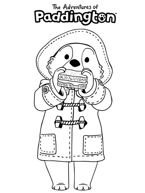 Paddington Bear Eating Sandwich Coloring Page - Free Printable Coloring ...