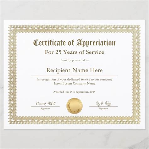 Certificate of Appreciation for Years of Service | Zazzle | Certificate ...