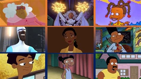 Black cartoon characters female with braids