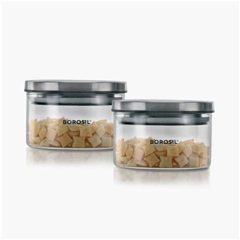 BOROSIL Storage Container Glass Jars- Set of 2- 300ml | Transparent | Glass