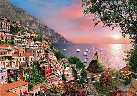 Positano on the Amafi Coast, yachts, water, amalfi, flowers, med ...