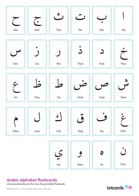 Free Arabic alphabet flashcards for kids - Totcards