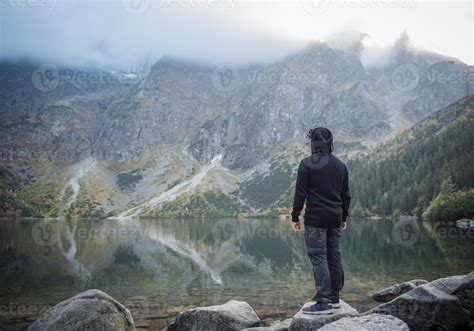 Hiking man travel outdoor lifestyle. 8105399 Stock Photo at Vecteezy