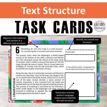 Text Structure Task Cards | Grades 6-8 | Identify and Analyze Text ...