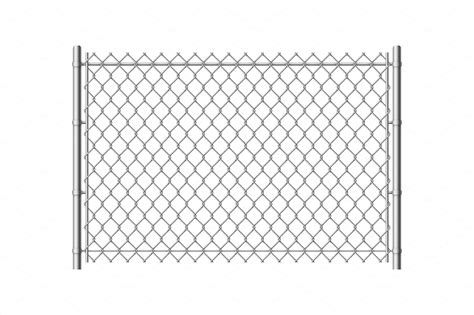 Chain link fence. Realistic metal | Object Illustrations ~ Creative Market