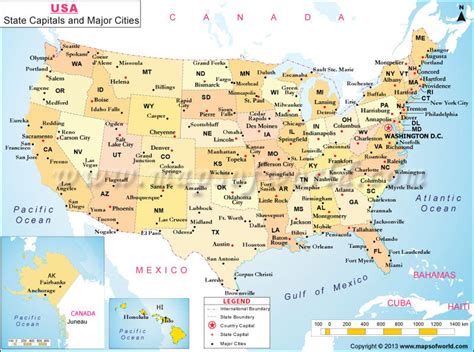 US Major Cities | Map of US with Major Cities