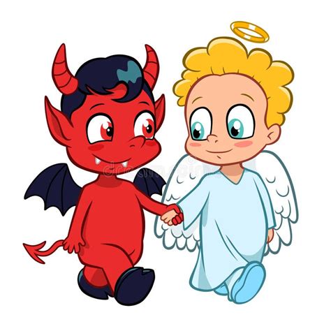 Ángel Y Diablo En Historieta De La Amistad Ilustración del Vector ...