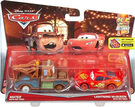 Amazon.com: Disney Pixar Cars Diecast Character Car 2-Pack, Mater with ...