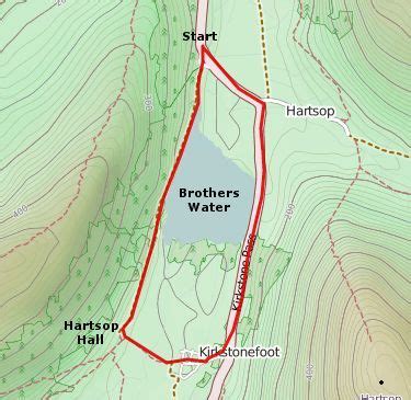 a map showing the location of brothers water and hartshop hall hikes in ...