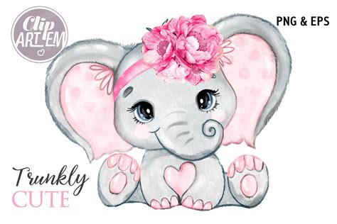 Pink Girl Elephant Flower ClipArt Vector Graphic by clipArtem ...