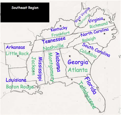 Southeast Region States And Capitals - slidesharetrick