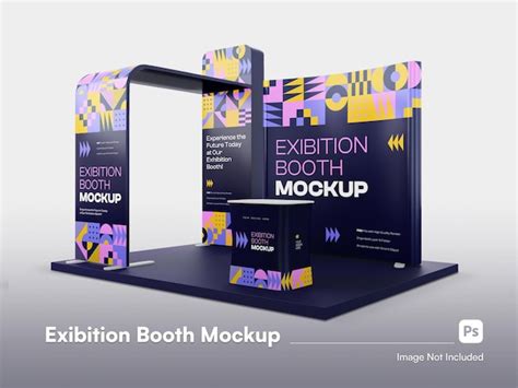 Premium PSD | Isometric Detailed Exhibition Booth Mockup Isolated