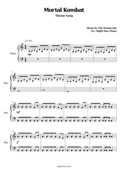 Mortal Kombat - Theme Song (Easy Piano) Sheet Music