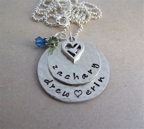 Personalized Mother's Necklace - Hand Stamped Sterling Silver Brag ...