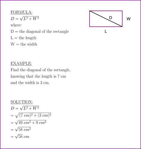 Diagonal of the rectangle (formula and example) – LUNLUN.COM