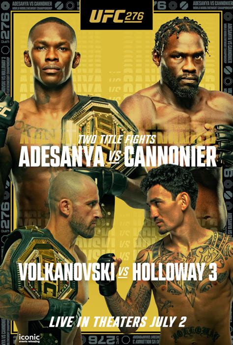 UFC 276: Adesanya vs. Cannonier Showtimes | Fandango