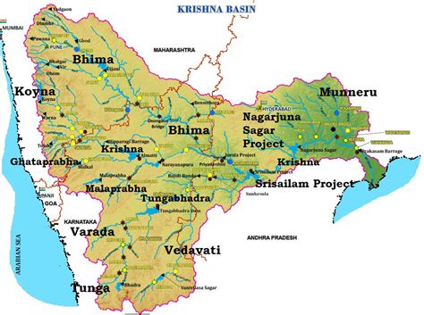 Krishna River Dams Map