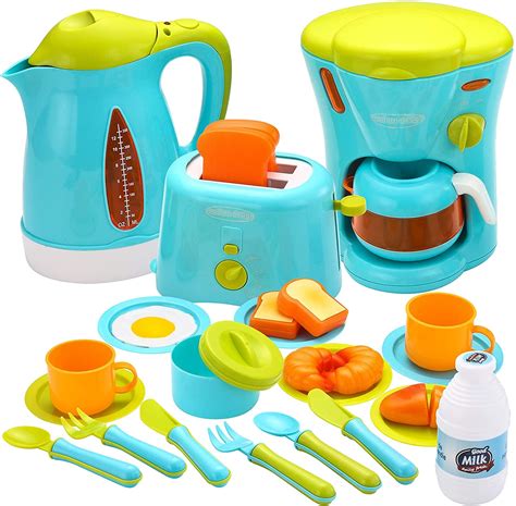 SumToy Kids Kitchen Pretend Play Toys with Coffee Maker Machine, Kettle ...