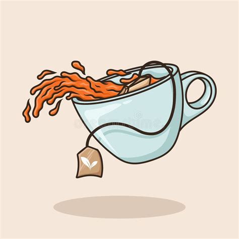 Teabag from Spilled Cup. a Cup of Tea Object Concept Cartoon Icon ...