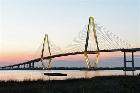 Arthur Ravenel Jr Bridge At Sunset by Aimintang