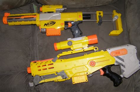 Nerf gun lot Longshot + Recon + scopes and clips