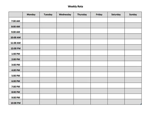 free weekly rota [excel or PDF template]