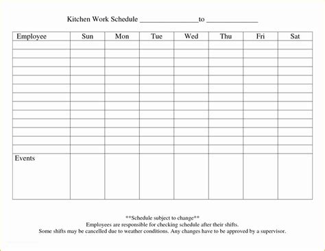 Restaurant Work Schedule Template Free Of Employee Shift Schedule ...