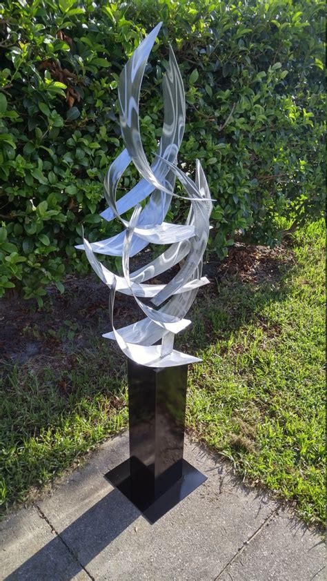 Contemporary Abstract Metal Indoor Outdoor Sculpture Large Silver ...