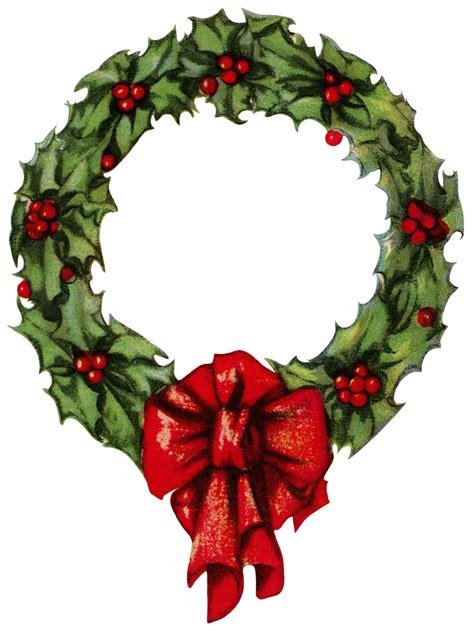 Holly and Berries Wreath ~ Free Vintage Graphic - The Old Design Shop