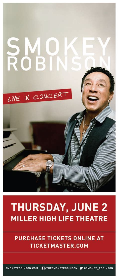 Smokey Robinson Live in Concert at Miller High Life Theatre on June 2 ...