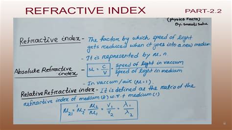 Refractive index | Relative refractive index | Ray Optics Part - 2.2 ...