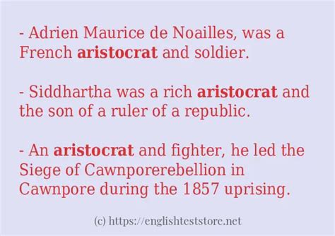 Example uses in sentence of "aristocrat" - EnglishTestStore Blog