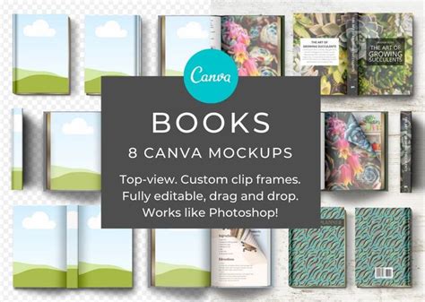 Book Mockup Kit for Canva | Book cover mockup, Book cover template ...