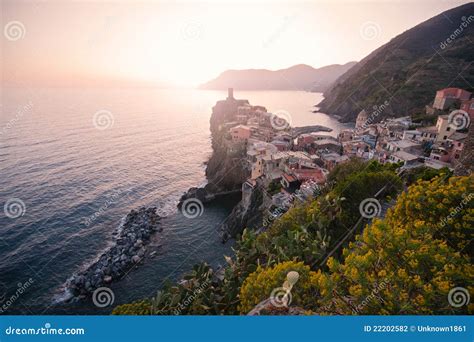 Vernazza stock photo. Image of sunset, attraction, copy - 22202582