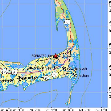 Brewster, Massachusetts (MA) ~ population data, races, housing & economy