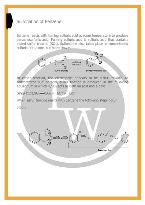 Mechanism of Sulfonation of Benzene | Physics Wallah