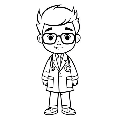 Cartoon Boy Doctor Coloring Pages, Doctor Clipart, Cartoon Clipart, Boy ...