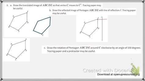 a. Draw the translated image of A B C D E so that vertex C moves to C ...