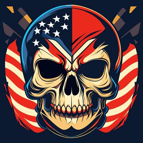 Premium Vector | American flag skull art collection