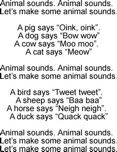 Animal Sounds: Song Lyrics and Sound Clip