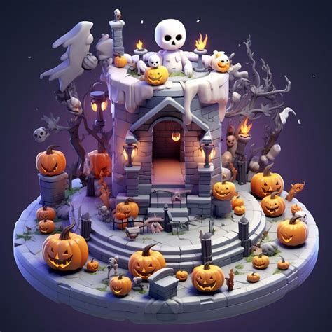 Premium AI Image | a halloween scene with a house with a ghost on the ...