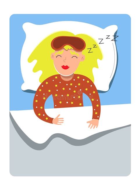 Beautiful Young Girl Sleeping in Bed, Vector Illustration Stock Vector ...